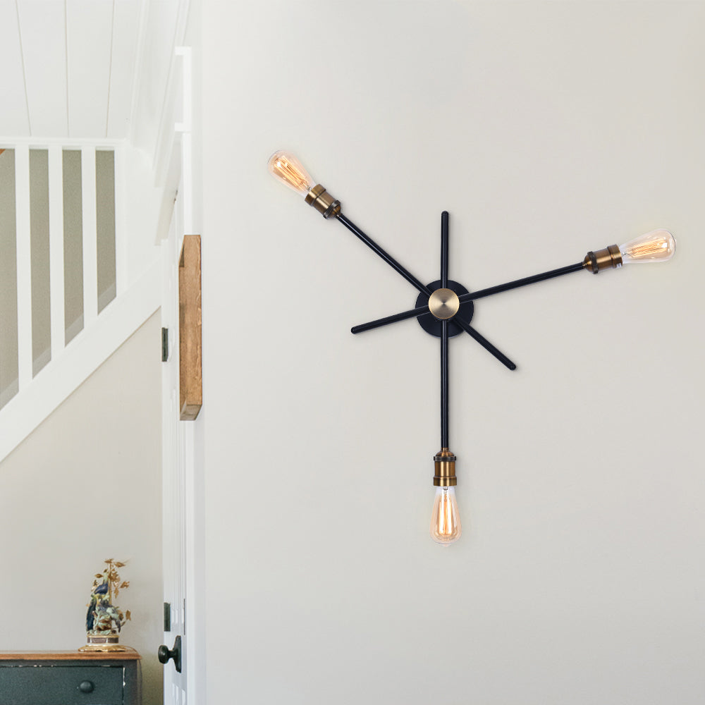 3-Light Black Wall Sconce